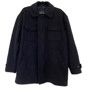 Vintage Robert Stock Sz L Black Wool Coat